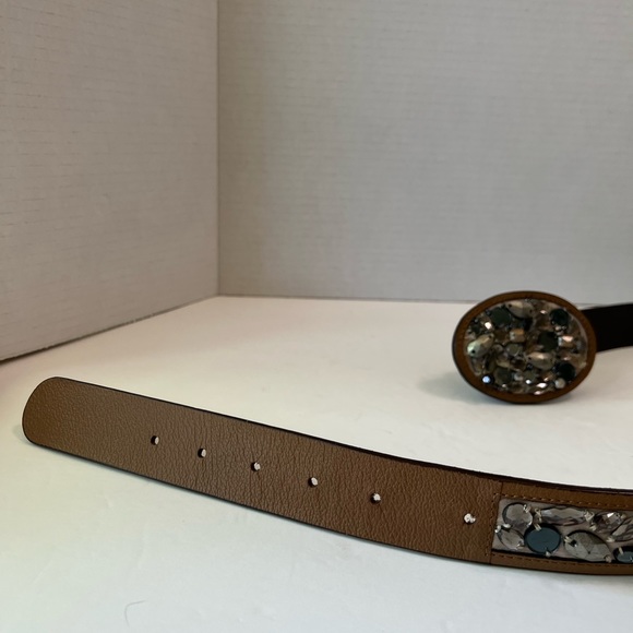 Jewel Embellished Belt silver pewter jewel tone man made material 43” - Picture 4 of 12